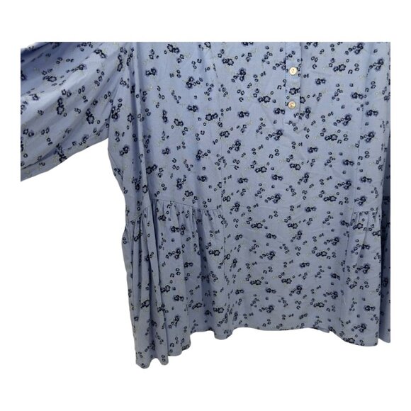 Como Blu Womens 100% Rayon Blue Floral Print Top Blouse SZ 2X V-Neck 3/4 Sleeve - Picture 9 of 12